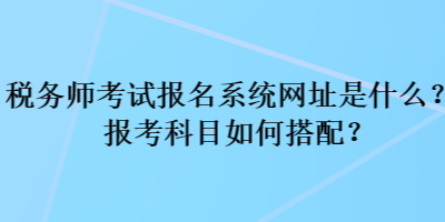 稅務師考試報名系統網址是什么？報考科目如何搭配？