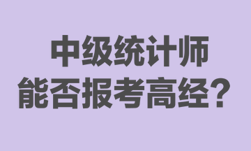 中級統(tǒng)計(jì)師能否報(bào)考高經(jīng)