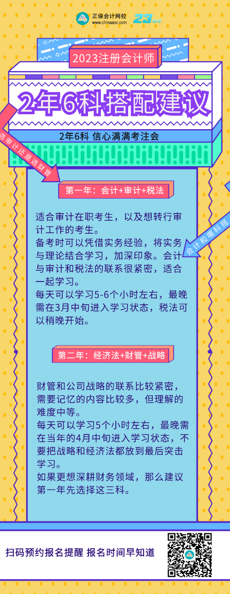 注會(huì)2年過六科如何搭配報(bào)考科目？