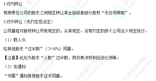每天一個經濟法必看知識點&練習題——股權轉讓