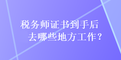 稅務師證書到手后去哪些地方工作？