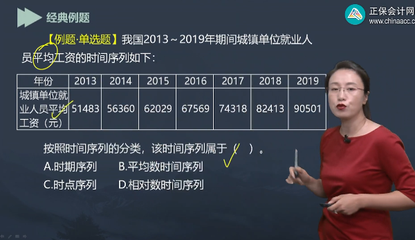 中級經濟師《經濟基礎知識》試題回憶：時間序列的分類