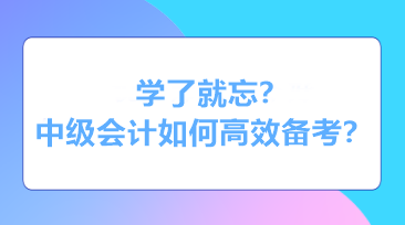 學(xué)了就忘？知識(shí)都還給老師了？中級(jí)會(huì)計(jì)如何高效備考？