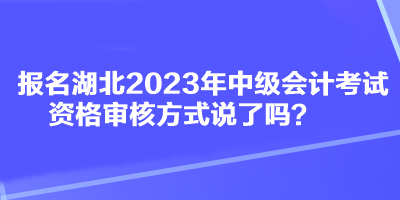 報名湖北2023年中級會計考試資格審核方式說了嗎？