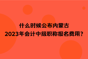 什么時候公布內蒙古2023年會計中級職稱報名費用？