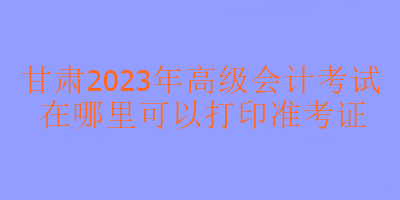 甘肅2023年高級會計考試在哪里打印準考證？