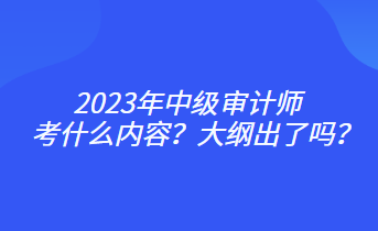 2023年中級審計師考什么內容？大綱出了嗎？