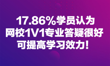 17.86%學員認為網(wǎng)校1V1專業(yè)答疑很好 可提高學習效力！