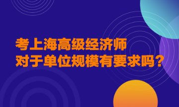 考上海高級經(jīng)濟師，對于單位規(guī)模有要求嗎？