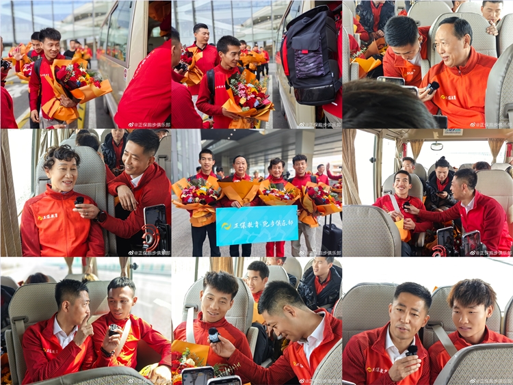 運動員和教練乘車前往頒獎盛典現場！