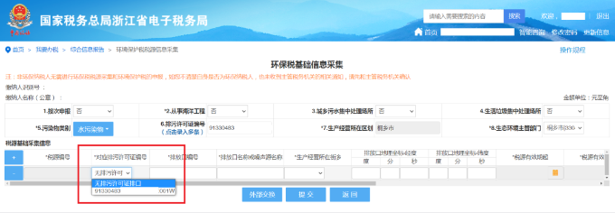 對應排污許可證編號