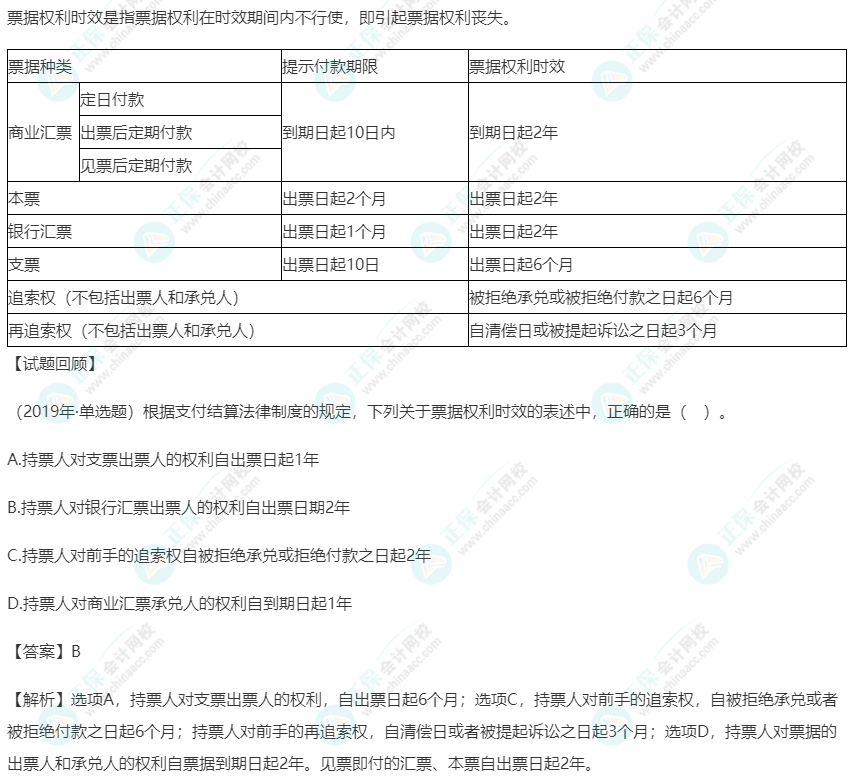 2023年《經濟法基礎》高頻考點：票據權利的時效