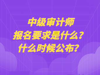 中級審計師報名要求是什么？什么時候公布？