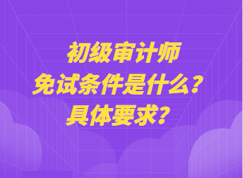 初級審計師免試條件是什么？具體要求？