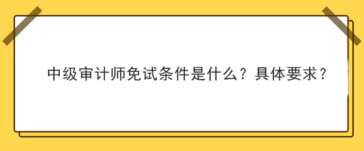中級審計師免試條件是什么？具體要求？