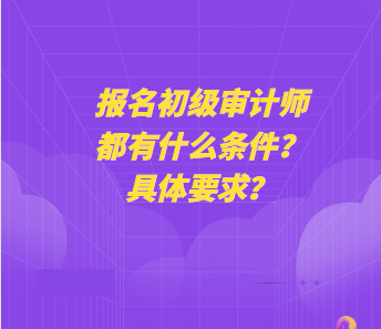 報名初級審計師都有什么條件？具體要求？