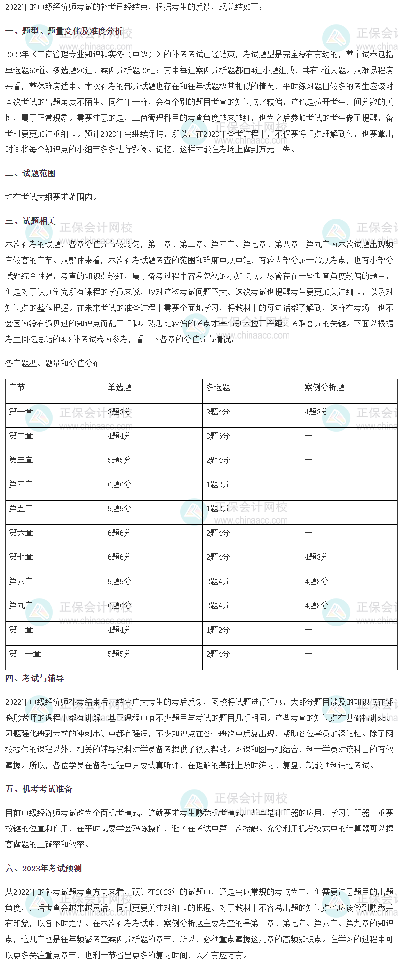 2022年中級經濟師《工商管理》補考考情分析