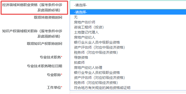 經濟領域其他職業資格