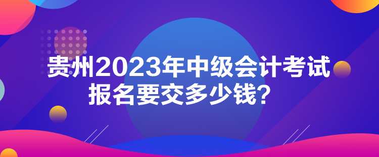 貴州2023年中級會計考試報名要交多少錢？