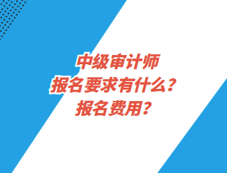 中級審計師報名要求有什么？報名費用？