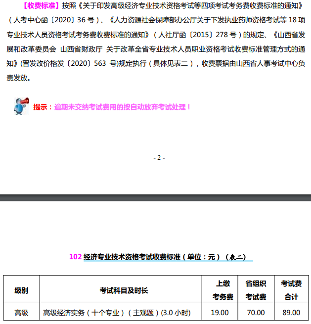 山西高級(jí)經(jīng)濟(jì)師收費(fèi)標(biāo)準(zhǔn)