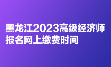 黑龍江2023高級經濟師報名網上繳費時間
