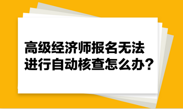 高級經濟師報名無法進行自動核查怎么辦？