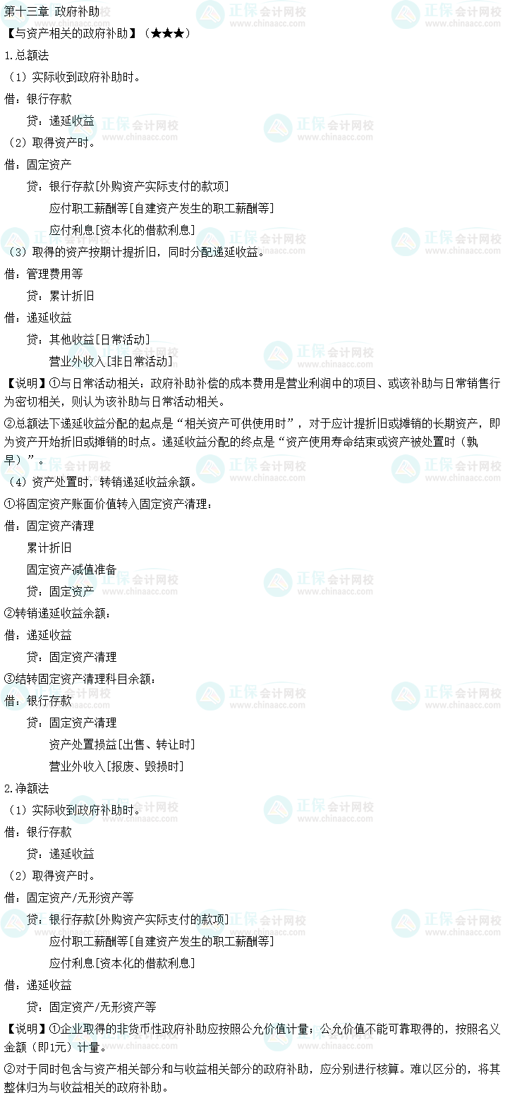 2023中級會計職稱《中級會計實務》必備分錄：政府補助