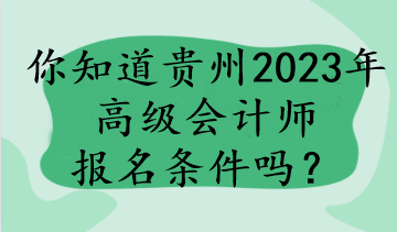 你知道貴州2023年高級會計師報名條件嗎？