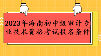 2023年海南初中級審計專業技術資格考試報名條件
