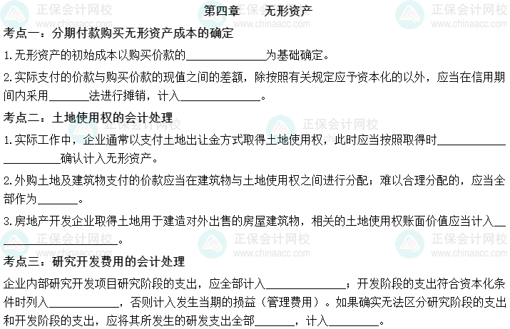 【默寫本】2023中級會計實務填空記憶——第四章 無形資產