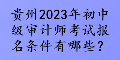 貴州2023年初中級審計師考試報名條件有哪些？