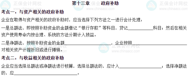【默寫本】2023中級會計實務(wù)填空記憶——第十三章 政府補(bǔ)助