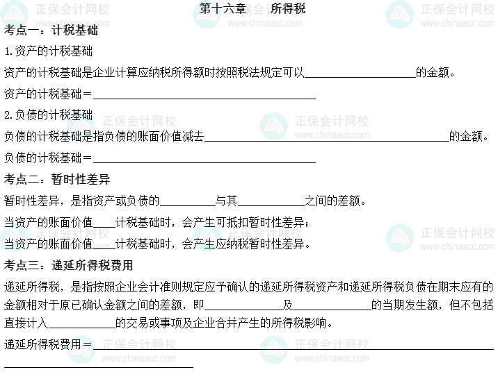 【默寫本】2023中級會計實務填空記憶——第十六章 所得稅