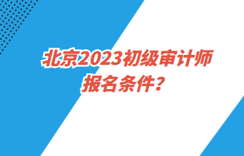 北京2023初級審計師報名條件？