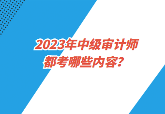 2023年中級審計師都考哪些內容？