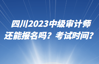 四川2023中級審計師還能報名嗎？考試時間？