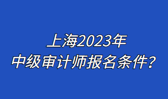 上海2023年中級(jí)審計(jì)師報(bào)名條件？