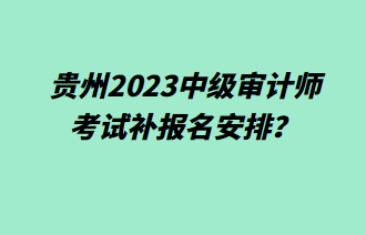 貴州2023中級審計師考試補報名安排？