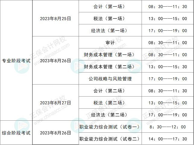 中注協公布8月CPA考試相關安排！