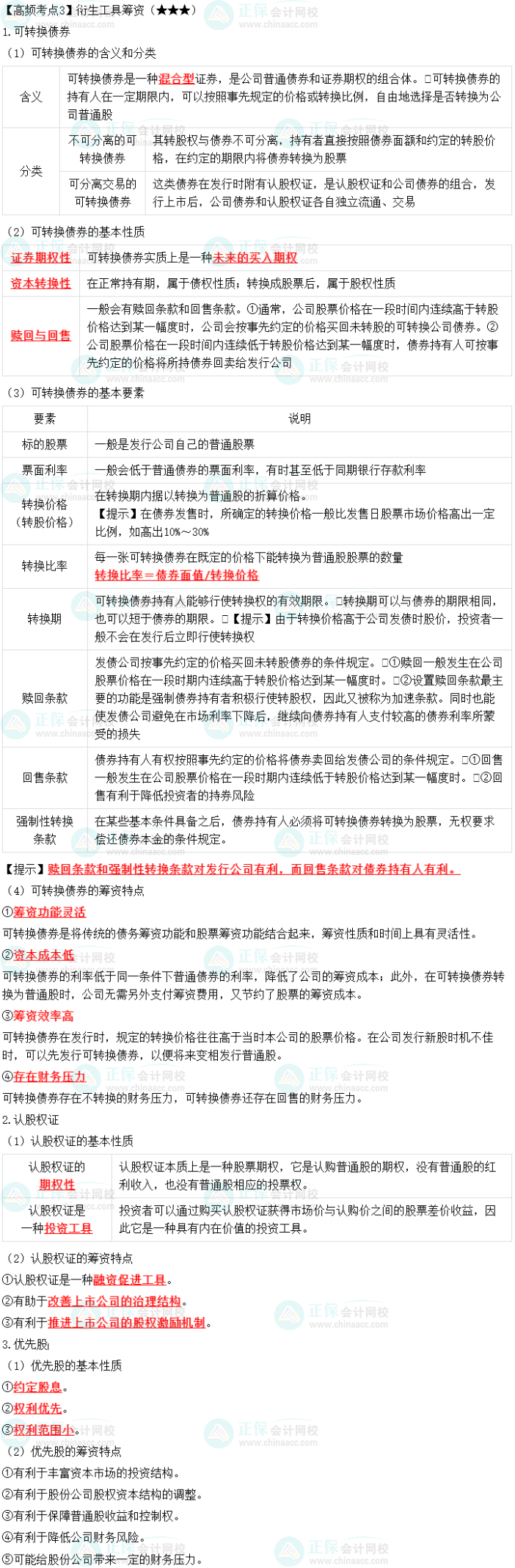 2023中級會計職稱《財務管理》高頻考點：衍生工具籌資