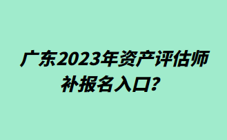 廣東2023年資產評估師補報名入口？