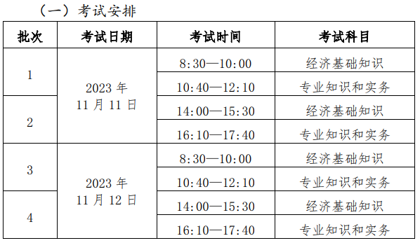 北京初中級經濟師考試時間安排