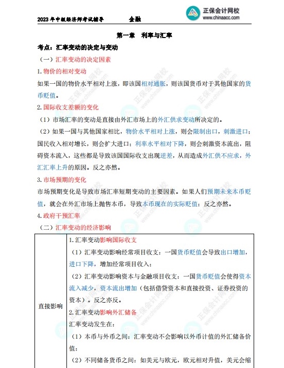 中級經濟師金融三色筆記