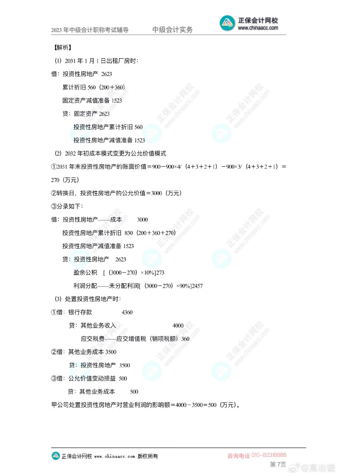 【答案下載】2023年高志謙《中級會計實務》母儀天下第一季——非現金資產專題