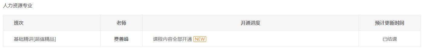 人力資源基礎精講課最晚9月上旬學完