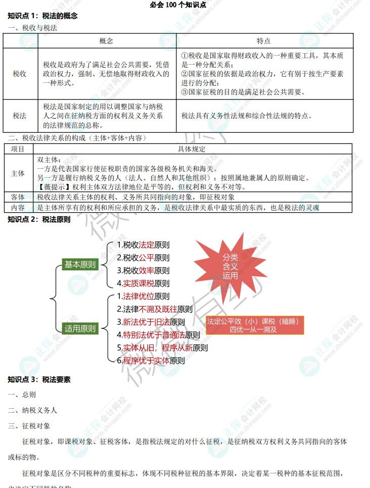 李小薇老師：注會《稅法》考前必會100個知識點來啦！