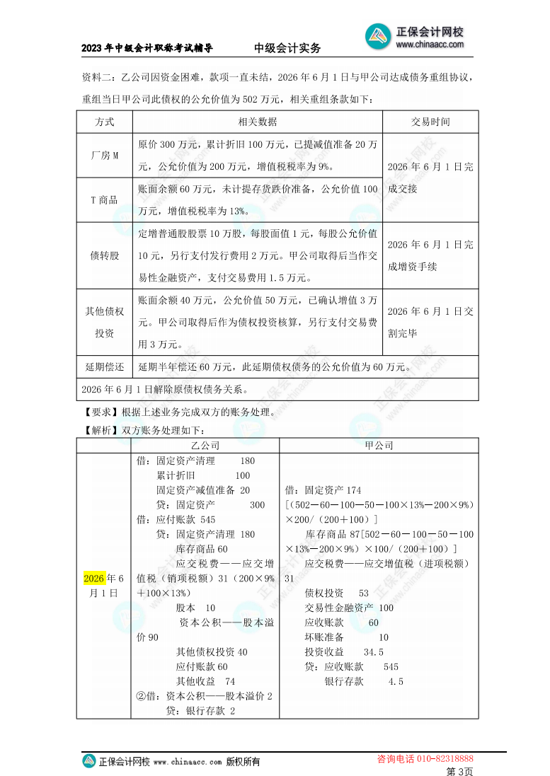 【答案下載】2023高志謙中級會計實務母儀天下第一季——非現金資產專題