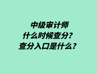 中級審計師什么時候查分？查分入口是什么？