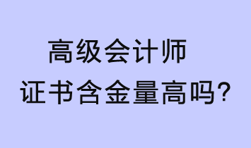 高級會計師證書含金量高嗎？